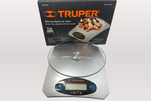 Báscula digital para cocina plato de vidrio, 5 kg, Truper
